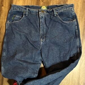 Cabelas Mens 40/30 Fleece Lined Blue Jeans Thick Winter Denim Work Pant Straight